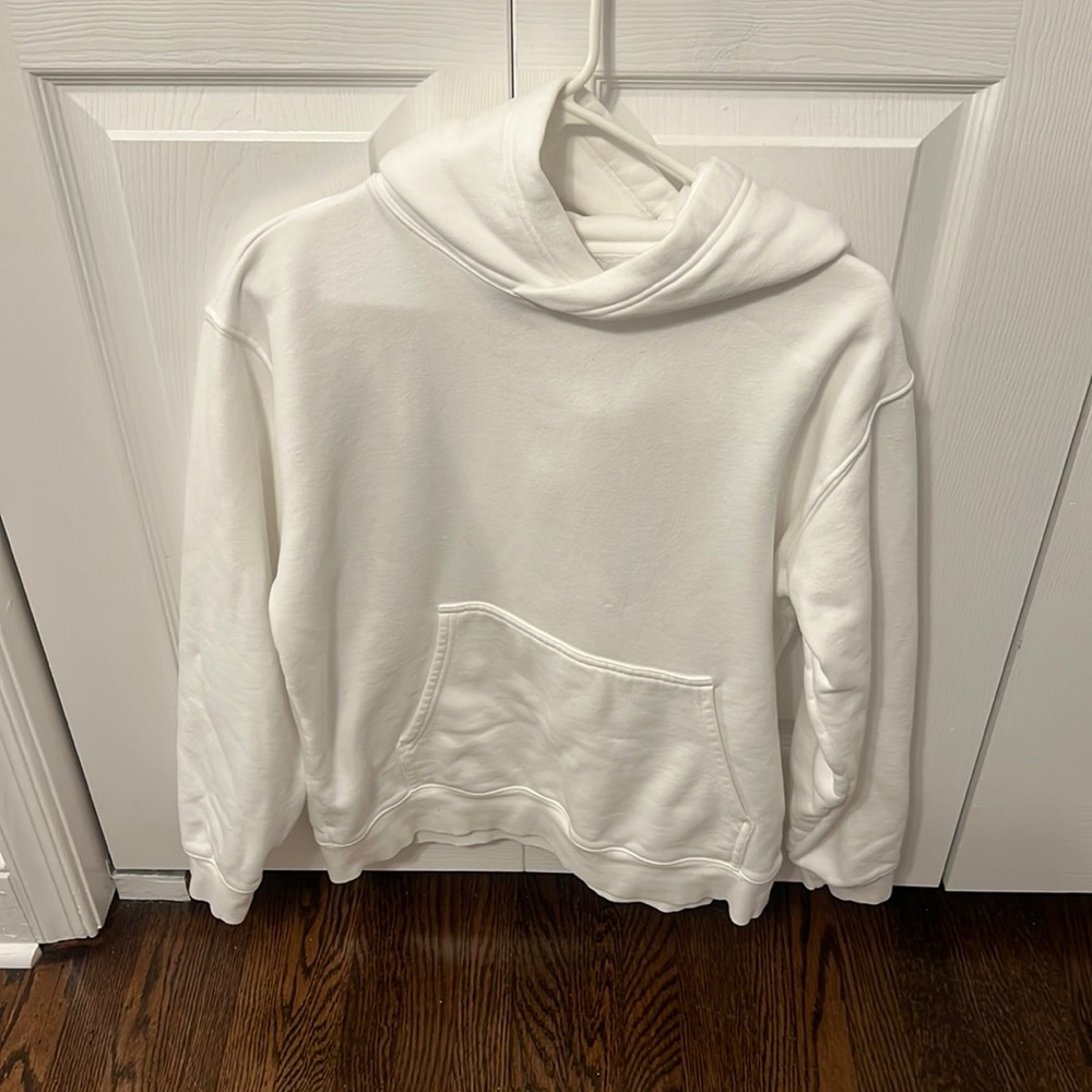 Aritzia TNA Cozy AF Fleece White Hoodie